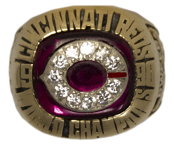Cincinnati Reds 1990 World Series ''Wire to Wire'' Ring -- Given to the Husband of Longtime Staffer Joyce Pfarr